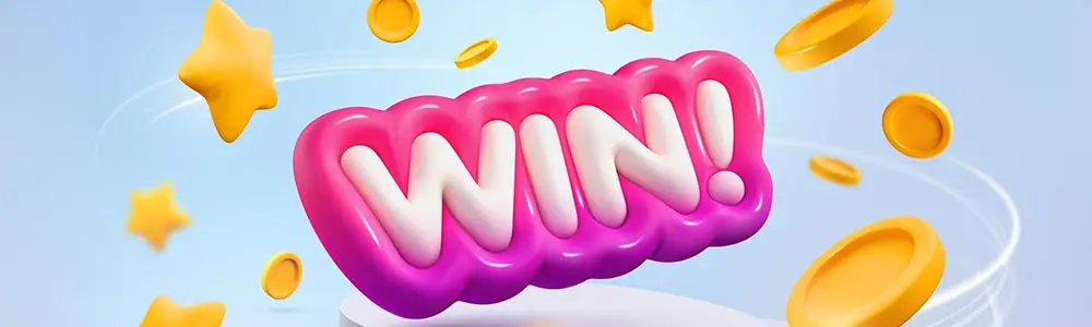 WIN sign with coins surrounding